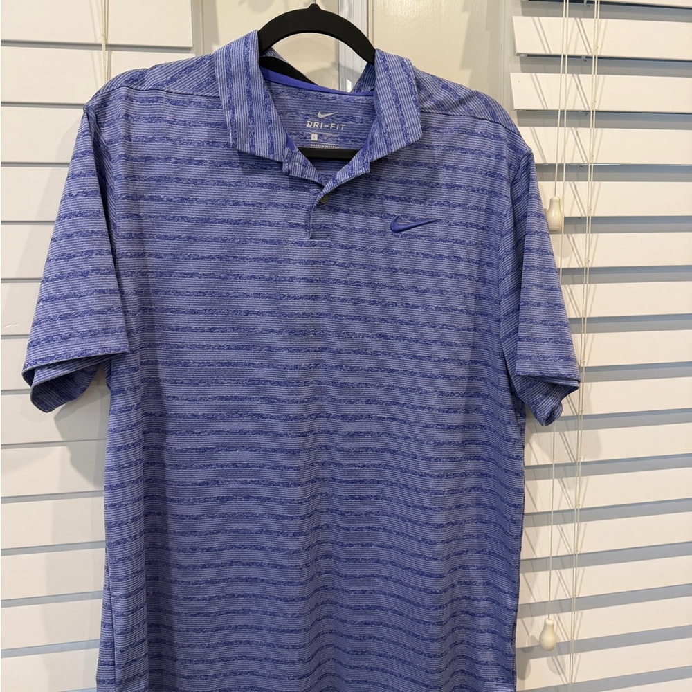 Nike Men's Blue Striped Polo Shirt (L)